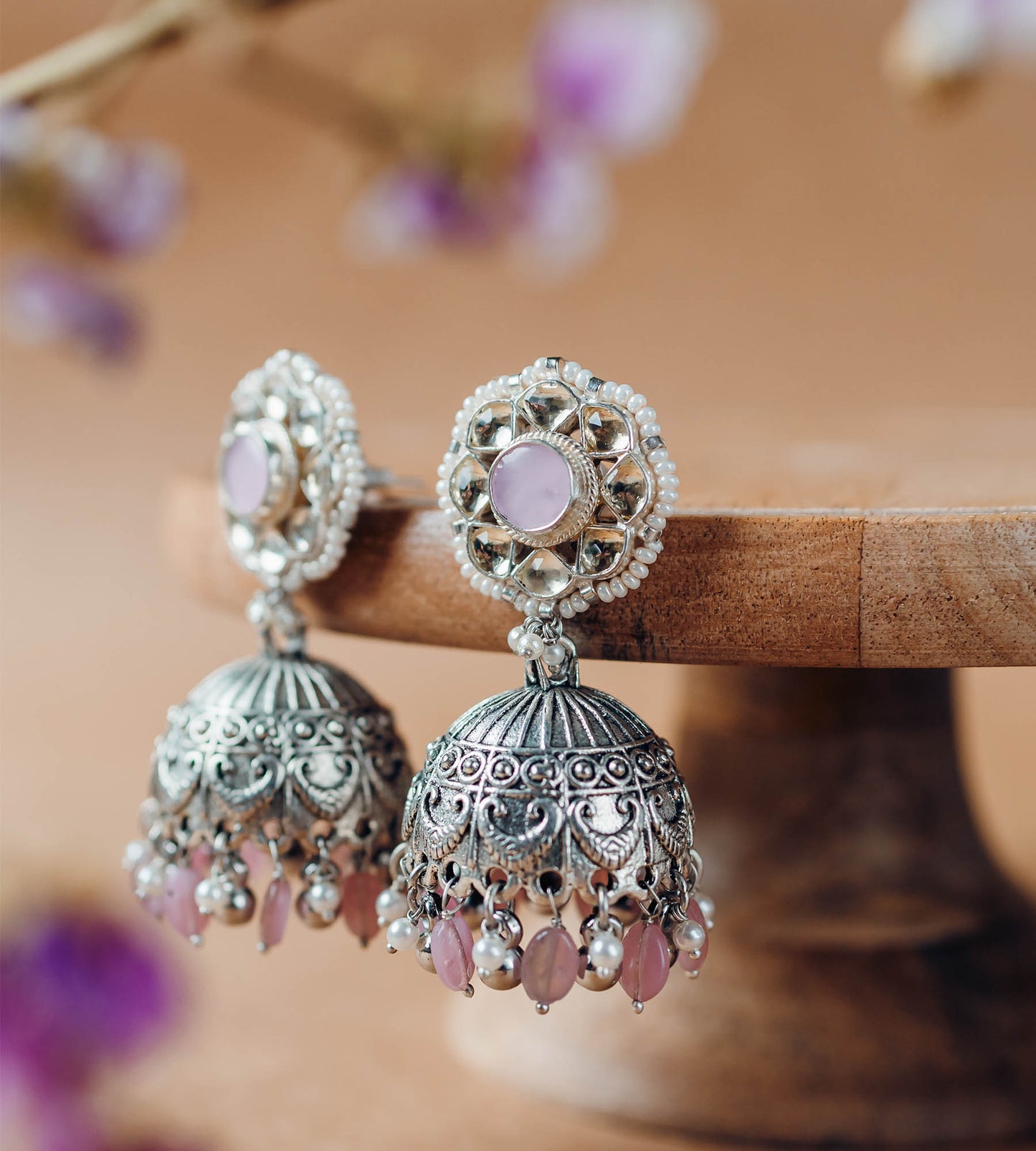 Pink Flower Earrings