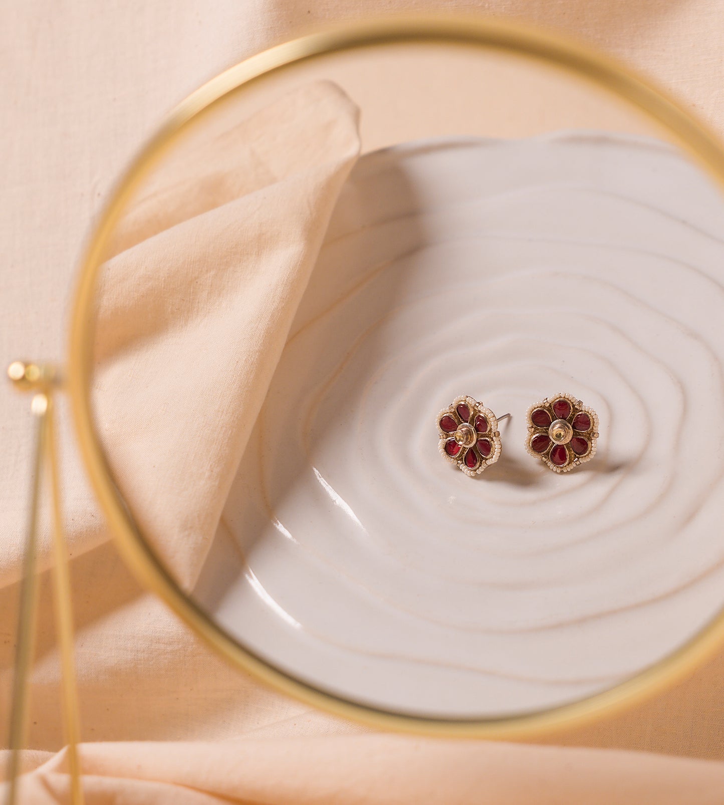Ruby Flower Studs