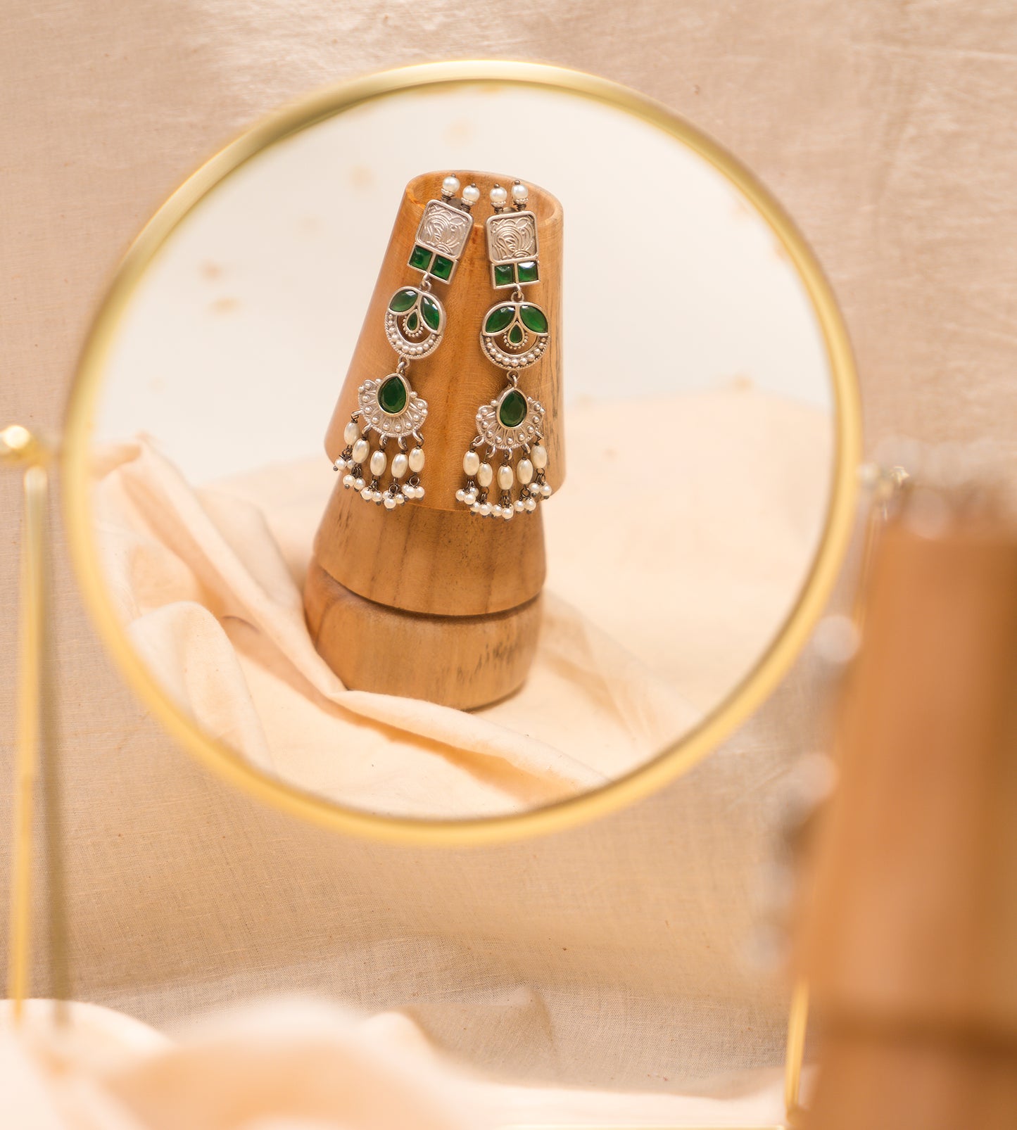 Green Stone Long Earrings