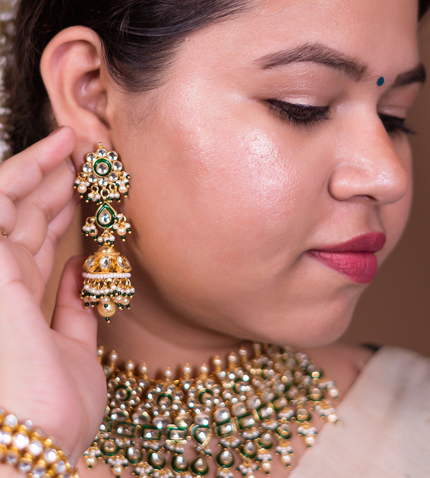 Meenakari Emerald Choker Set