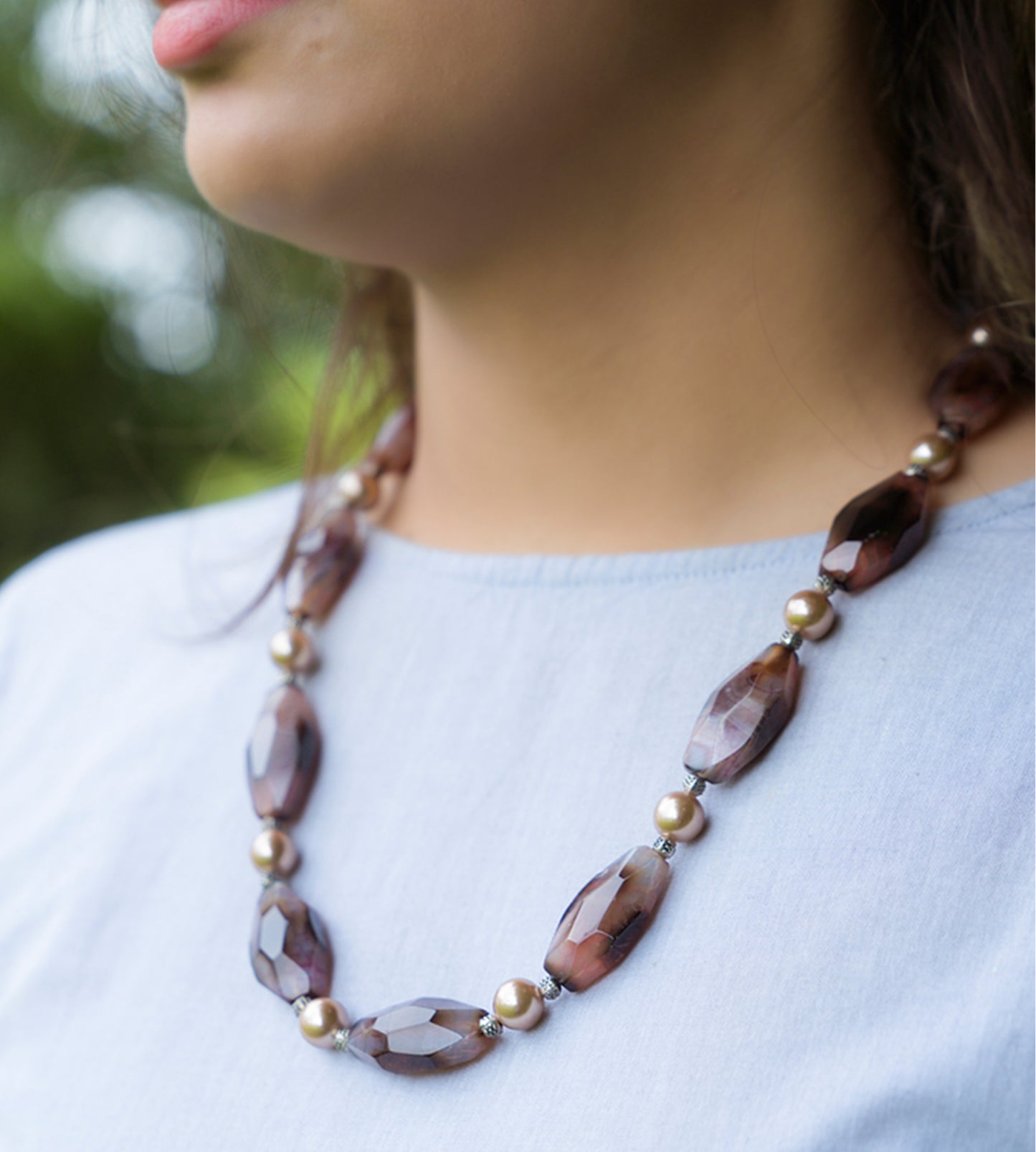 Hexa Pearl Stone Necklace