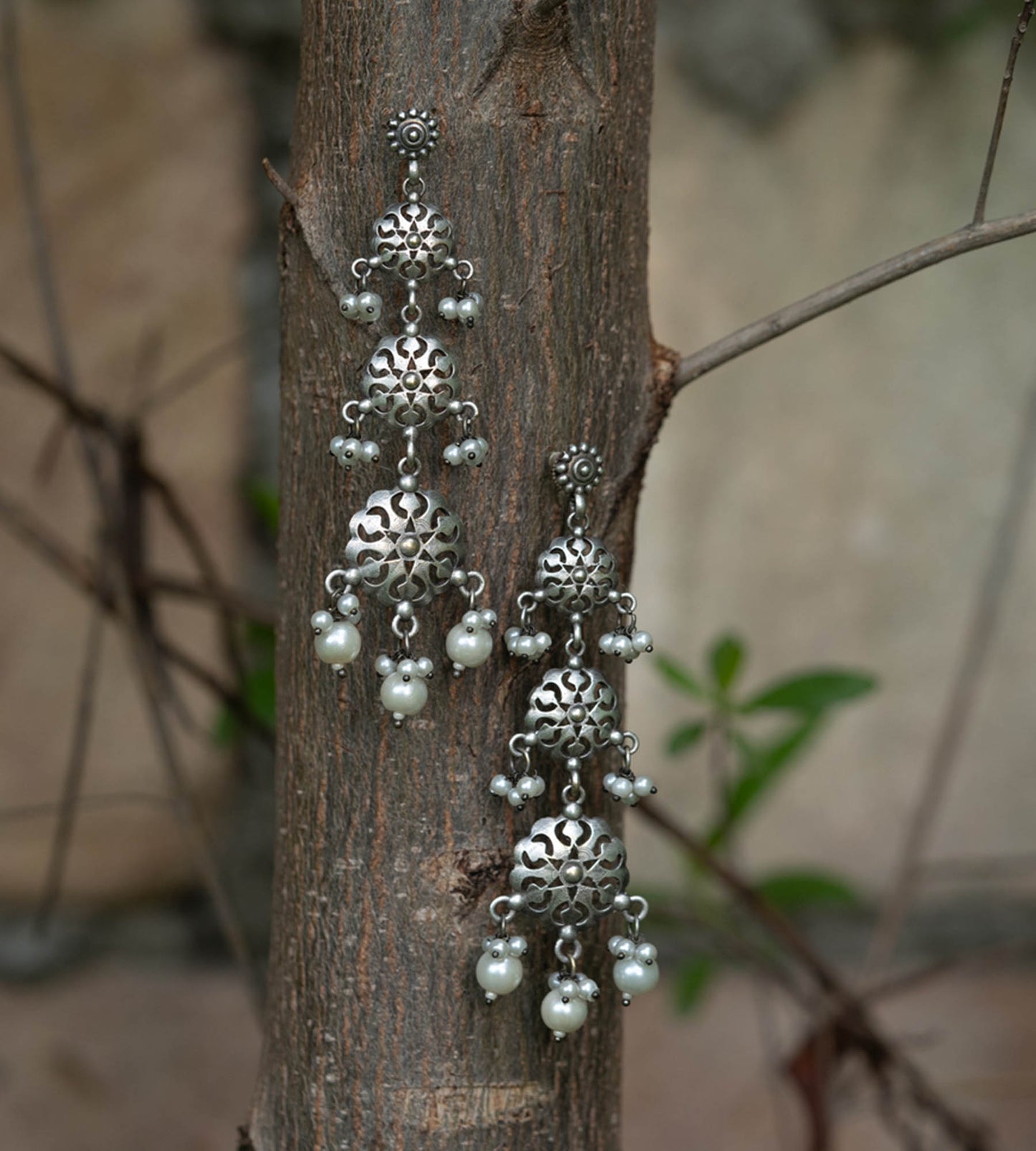 Netted Pearl Earrings