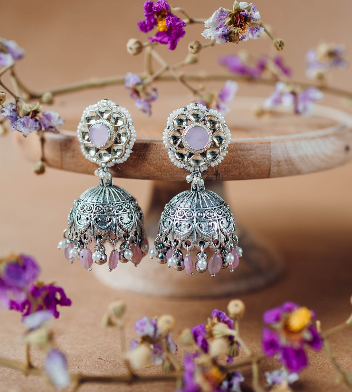 Pink Flower Earrings