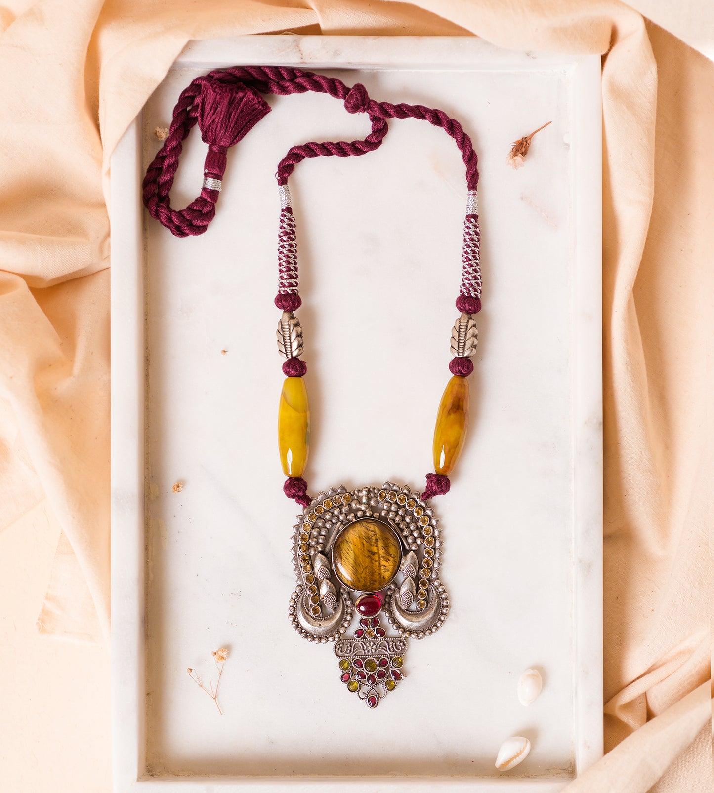 Maroon Stoned Necklace