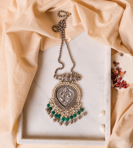 Peacock Embossed Necklace