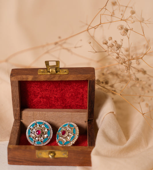 Turquoise Jadau Studs