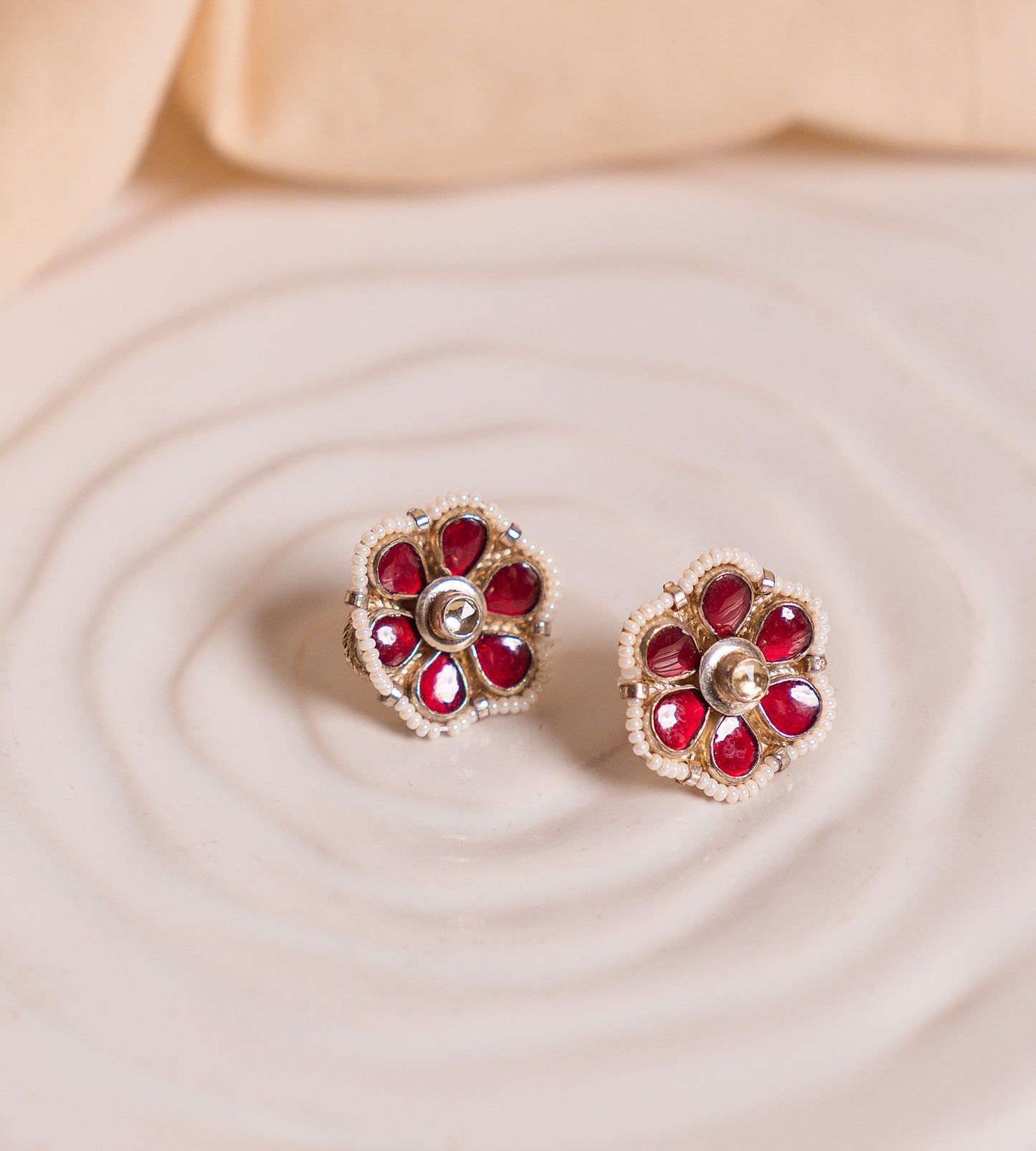 Ruby Flower Studs