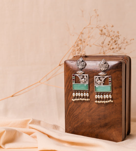 Parrot Motif Turquoise Earrings