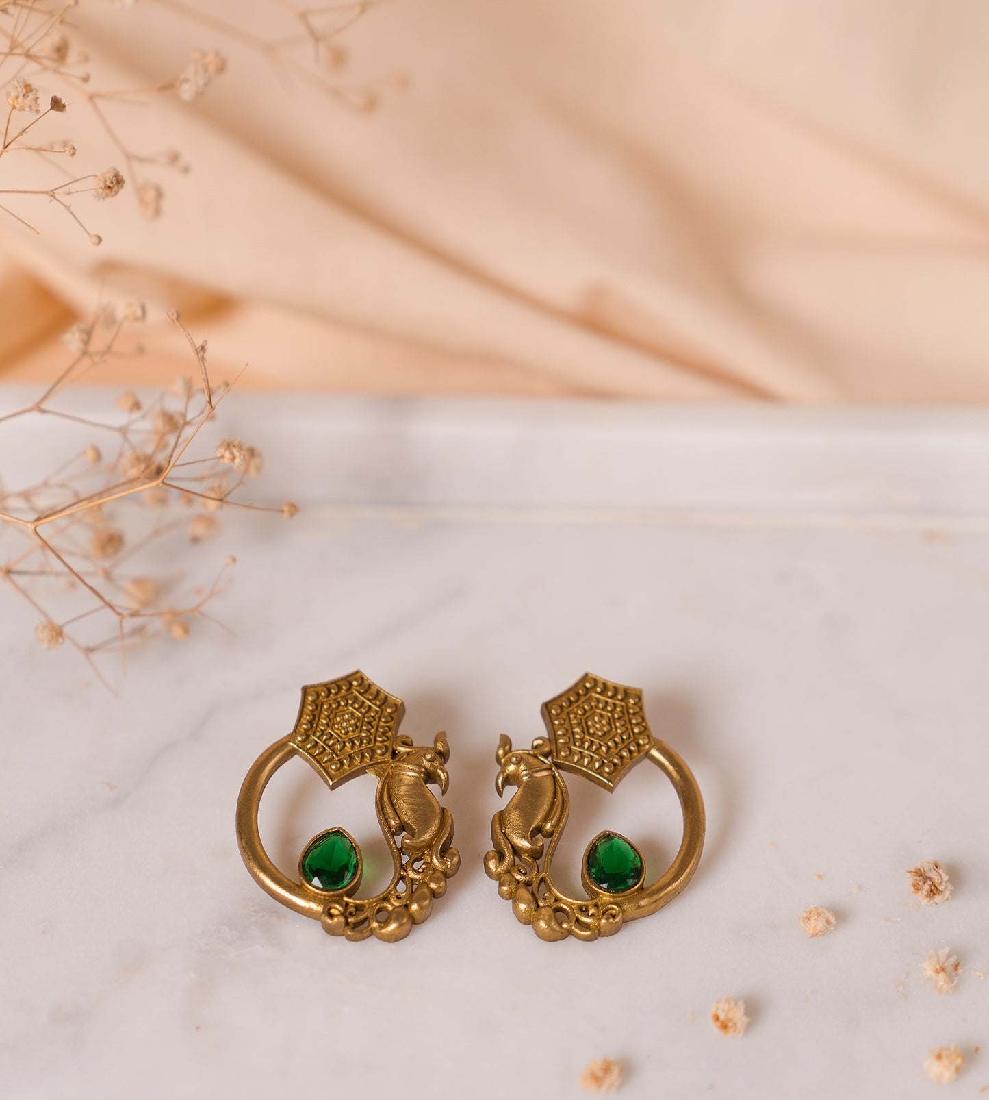 Golden Peacock Earrings