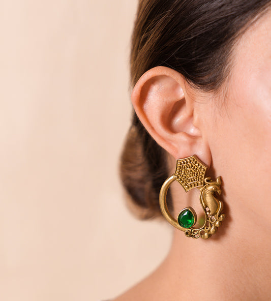 Golden Peacock Earrings