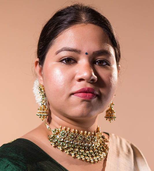 Meenakari Emerald Choker Set