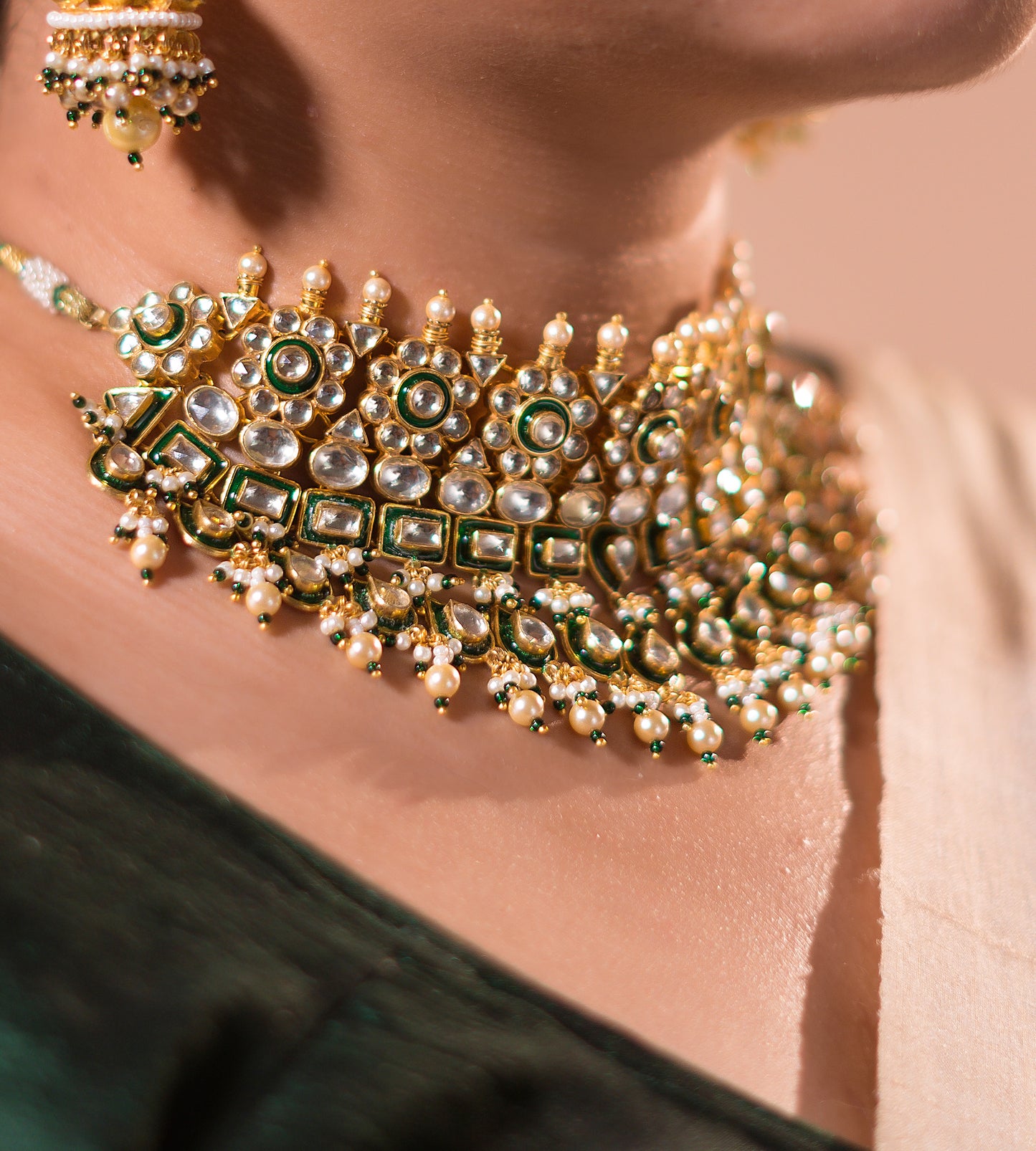 Meenakari Emerald Choker Set