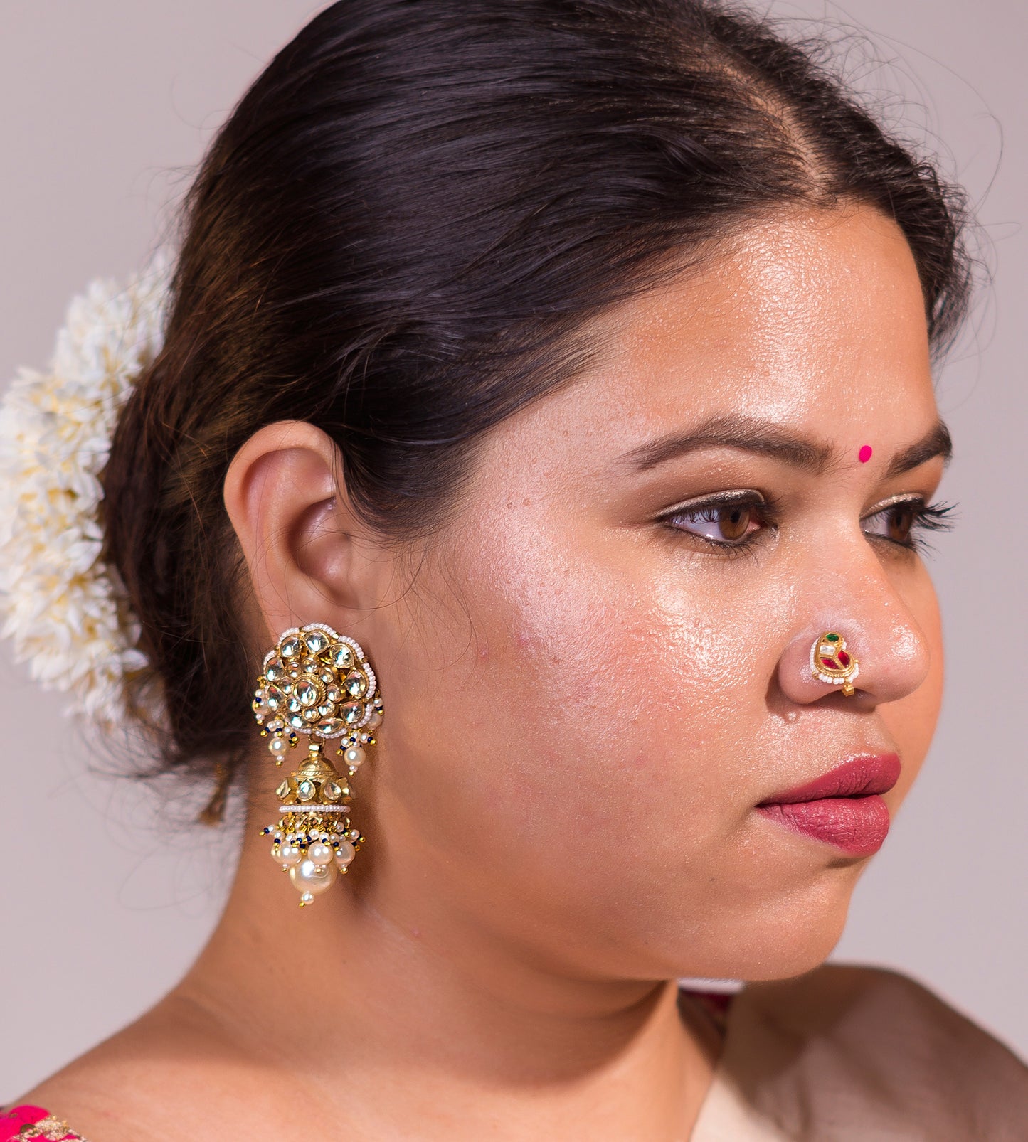 White Floral Earrings