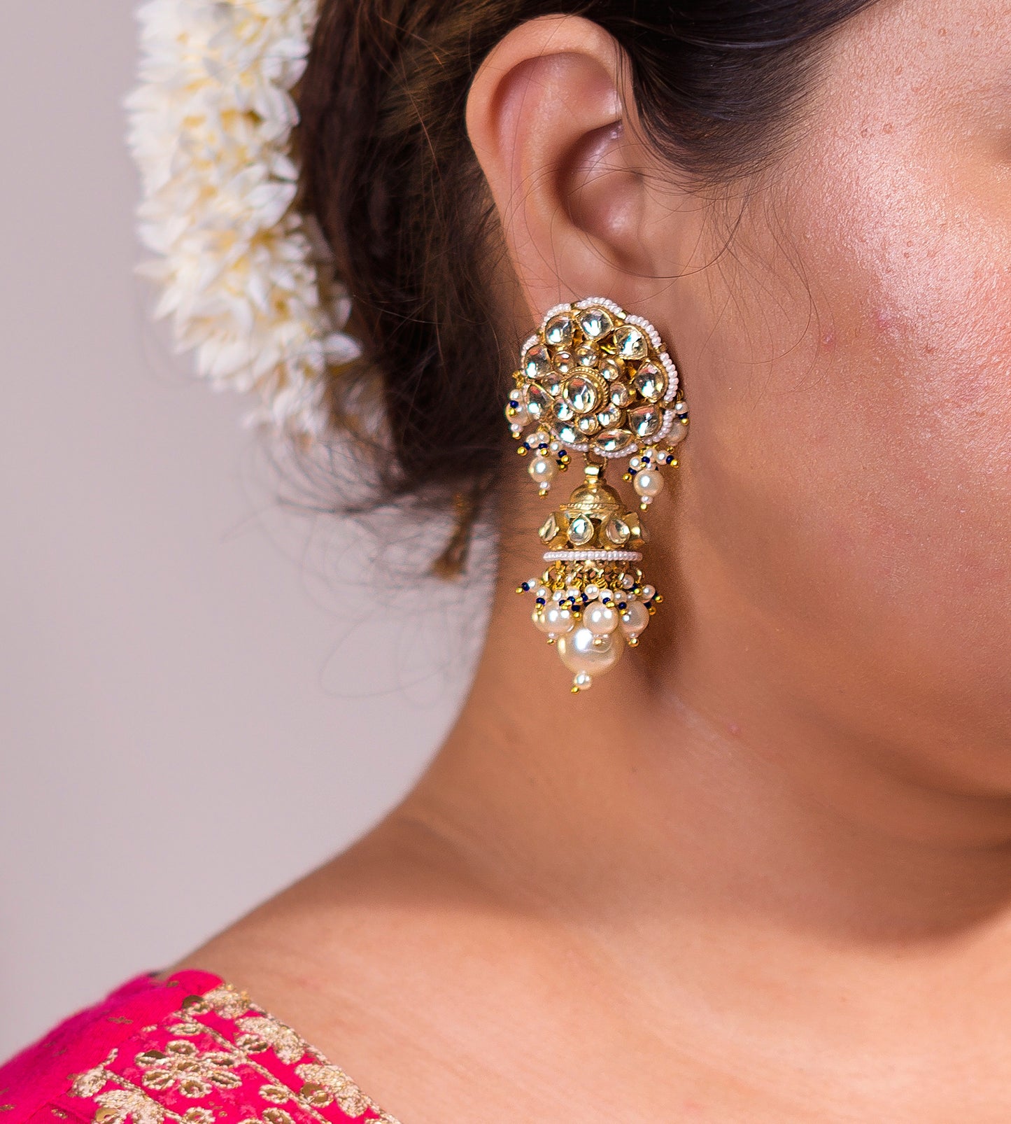 White Floral Earrings