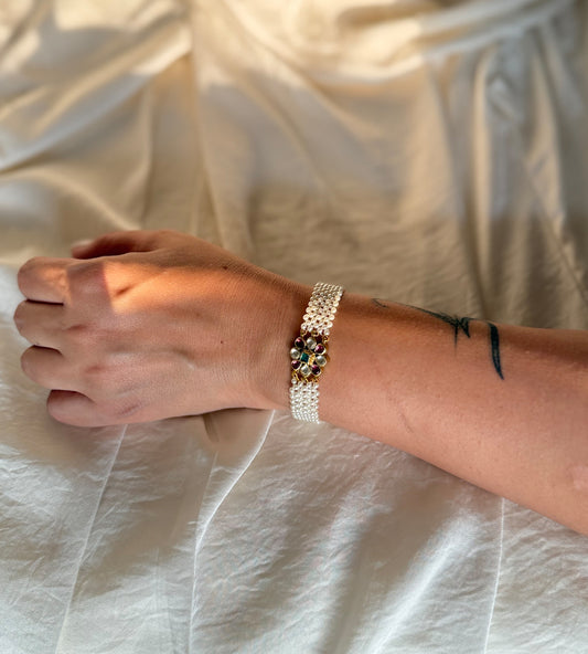 Garnet Flower Bracelet